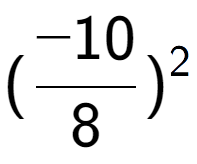 A LaTex expression showing (-10 over 8 ) to the power of 2