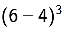 A LaTex expression showing (6 - 4) to the power of 3