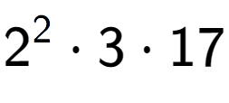 A LaTex expression showing 2 to the power of 2 times 3 times 17