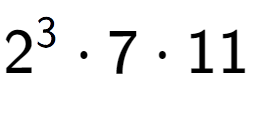 A LaTex expression showing 2 to the power of 3 times 7 times 11