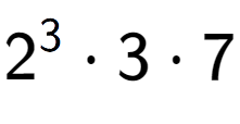 A LaTex expression showing 2 to the power of 3 times 3 times 7