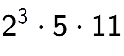 A LaTex expression showing 2 to the power of 3 times 5 times 11