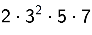 A LaTex expression showing 2 times 3 to the power of 2 times 5 times 7