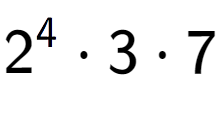 A LaTex expression showing 2 to the power of 4 times 3 times 7