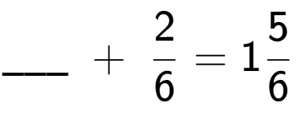 A LaTex expression showing \ sub \ sub \ _ \;+\;2 over 6 = 15 over 6