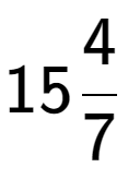 A LaTex expression showing 154 over 7