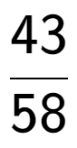 A LaTex expression showing 43 over 58