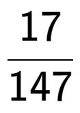 A LaTex expression showing 17 over 147