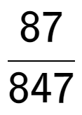 A LaTex expression showing 87 over 847