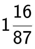 A LaTex expression showing 116 over 87