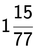 A LaTex expression showing 115 over 77