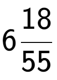 A LaTex expression showing 618 over 55