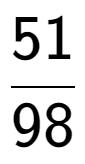 A LaTex expression showing 51 over 98