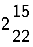 A LaTex expression showing 215 over 22