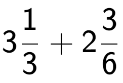 A LaTex expression showing 31 over 3 + 23 over 6