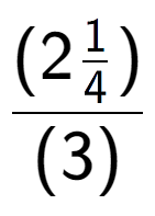 A LaTex expression showing (2\frac{1 over 4 )}{(3)}