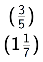 A LaTex expression showing (\frac{3 over 5 )}{(11 over 7 )}