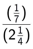 A LaTex expression showing (\frac{1 over 7 )}{(21 over 4 )}