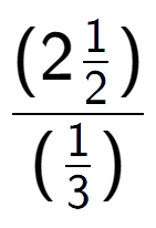 A LaTex expression showing (2\frac{1 over 2 )}{(1 over 3 )}