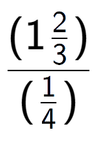 A LaTex expression showing (1\frac{2 over 3 )}{(1 over 4 )}