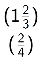 A LaTex expression showing (1\frac{2 over 3 )}{(2 over 4 )}