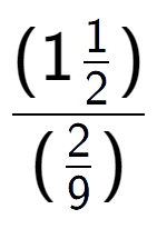 A LaTex expression showing (1\frac{1 over 2 )}{(2 over 9 )}