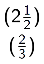 A LaTex expression showing (2\frac{1 over 2 )}{(2 over 3 )}