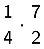 A LaTex expression showing 1 over 4 times 7 over 2