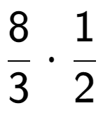 A LaTex expression showing 8 over 3 times 1 over 2