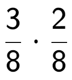 A LaTex expression showing 3 over 8 times 2 over 8