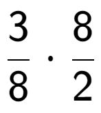 A LaTex expression showing 3 over 8 times 8 over 2