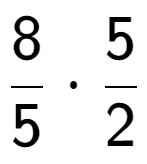 A LaTex expression showing 8 over 5 times 5 over 2