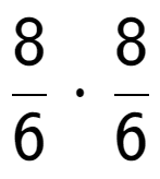 A LaTex expression showing 8 over 6 times 8 over 6