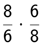 A LaTex expression showing 8 over 6 times 6 over 8