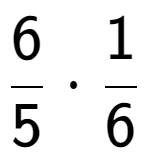 A LaTex expression showing 6 over 5 times 1 over 6