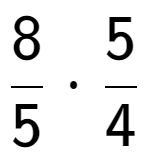 A LaTex expression showing 8 over 5 times 5 over 4