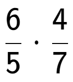 A LaTex expression showing 6 over 5 times 4 over 7