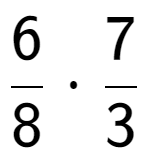 A LaTex expression showing 6 over 8 times 7 over 3