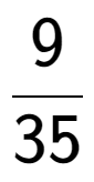 A LaTex expression showing 9 over 35