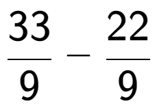 A LaTex expression showing 33 over 9 - 22 over 9