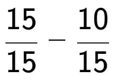 A LaTex expression showing 15 over 15 - 10 over 15