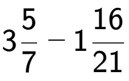 A LaTex expression showing 35 over 7 - 116 over 21