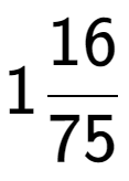 A LaTex expression showing 116 over 75