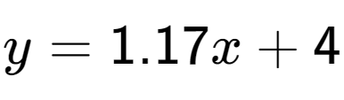 A LaTex expression showing y = 1.17x + 4