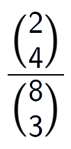 A LaTex expression showing \frac{{2\choose4}}{{8\choose3}}