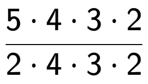 A LaTex expression showing 5 times 4 times 3 times 2 over 2 times 4 times 3 times 2