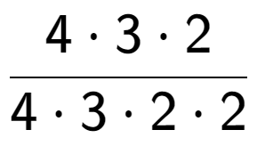 A LaTex expression showing 4 times 3 times 2 over 4 times 3 times 2 times 2