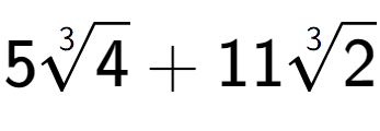 A LaTex expression showing 53-th root of 4 + 113-th root of 2