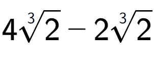 A LaTex expression showing 43-th root of 2 - 23-th root of 2