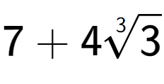 A LaTex expression showing 7 + 43-th root of 3